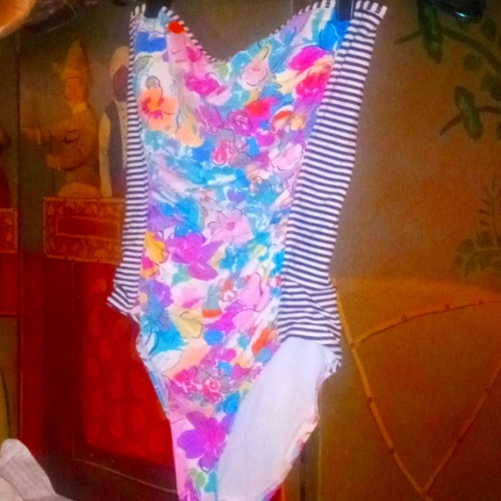 Strapless Cute Patterned And Stripe Swimsuit - image 1